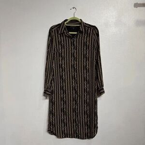 Banana Republic Black Chain Button Up Midi Tie Dress